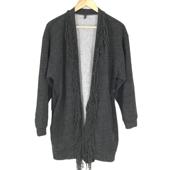 Riller & Fount Fleece/Sherpa Long Duster Open Cardigan Sweater Gray Size S - Picture 1 of 9